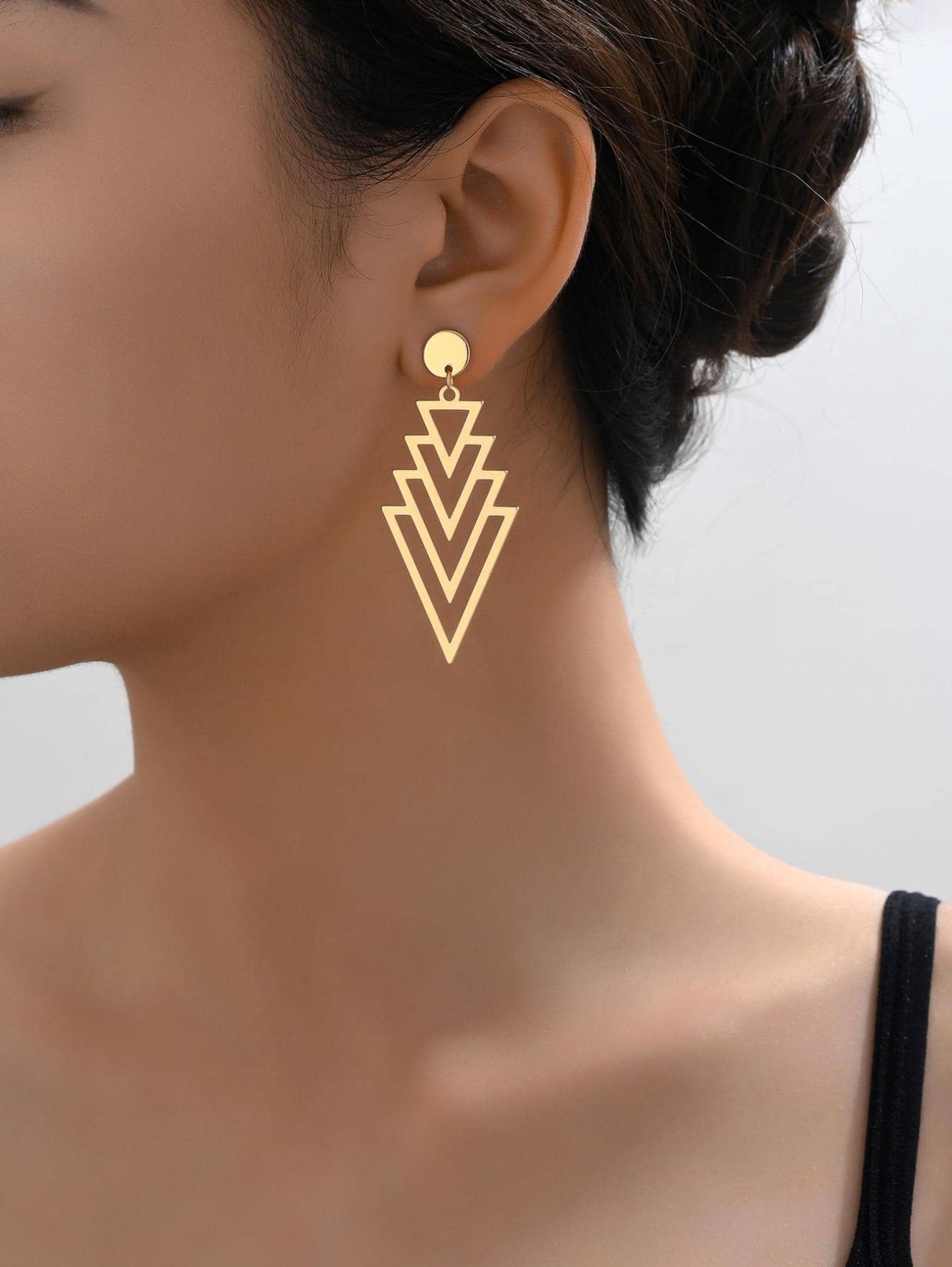 Gold Triangle Drop Earrings