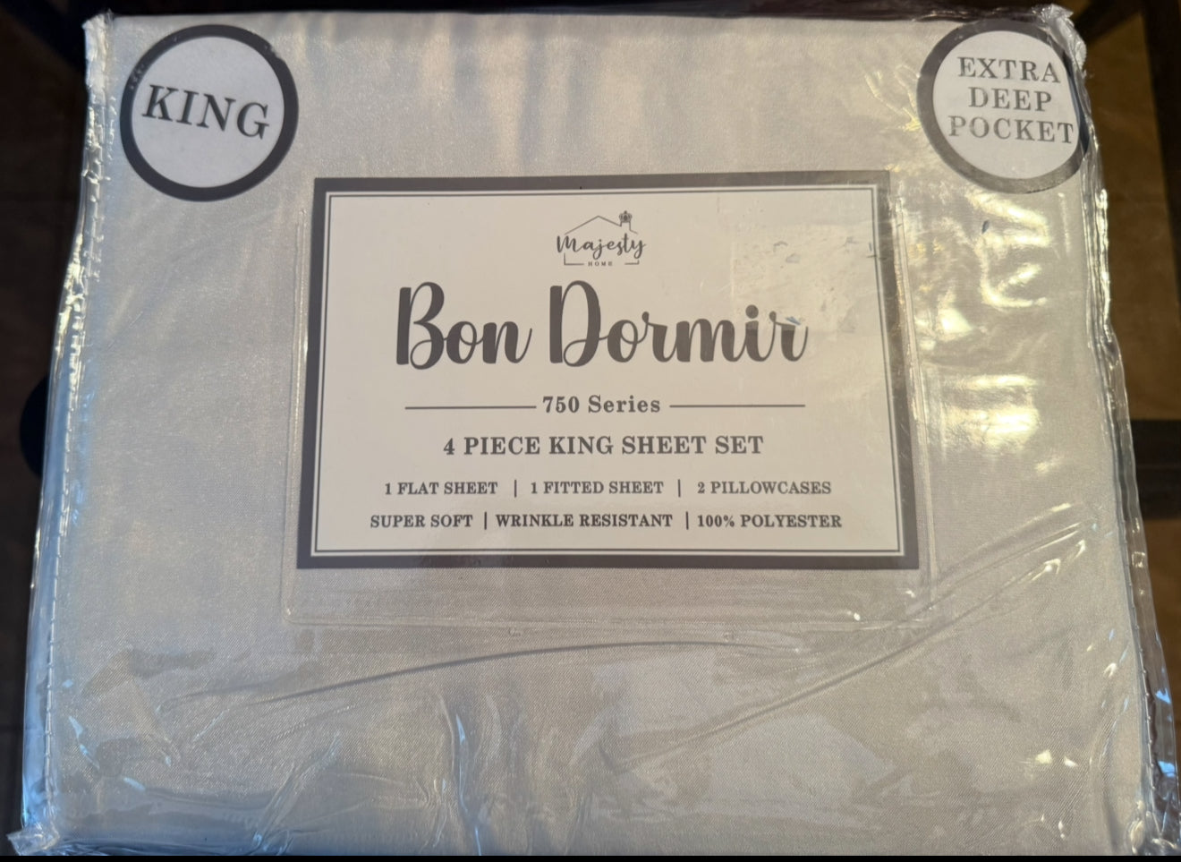 King Sheet Set - Grey, 4PCS