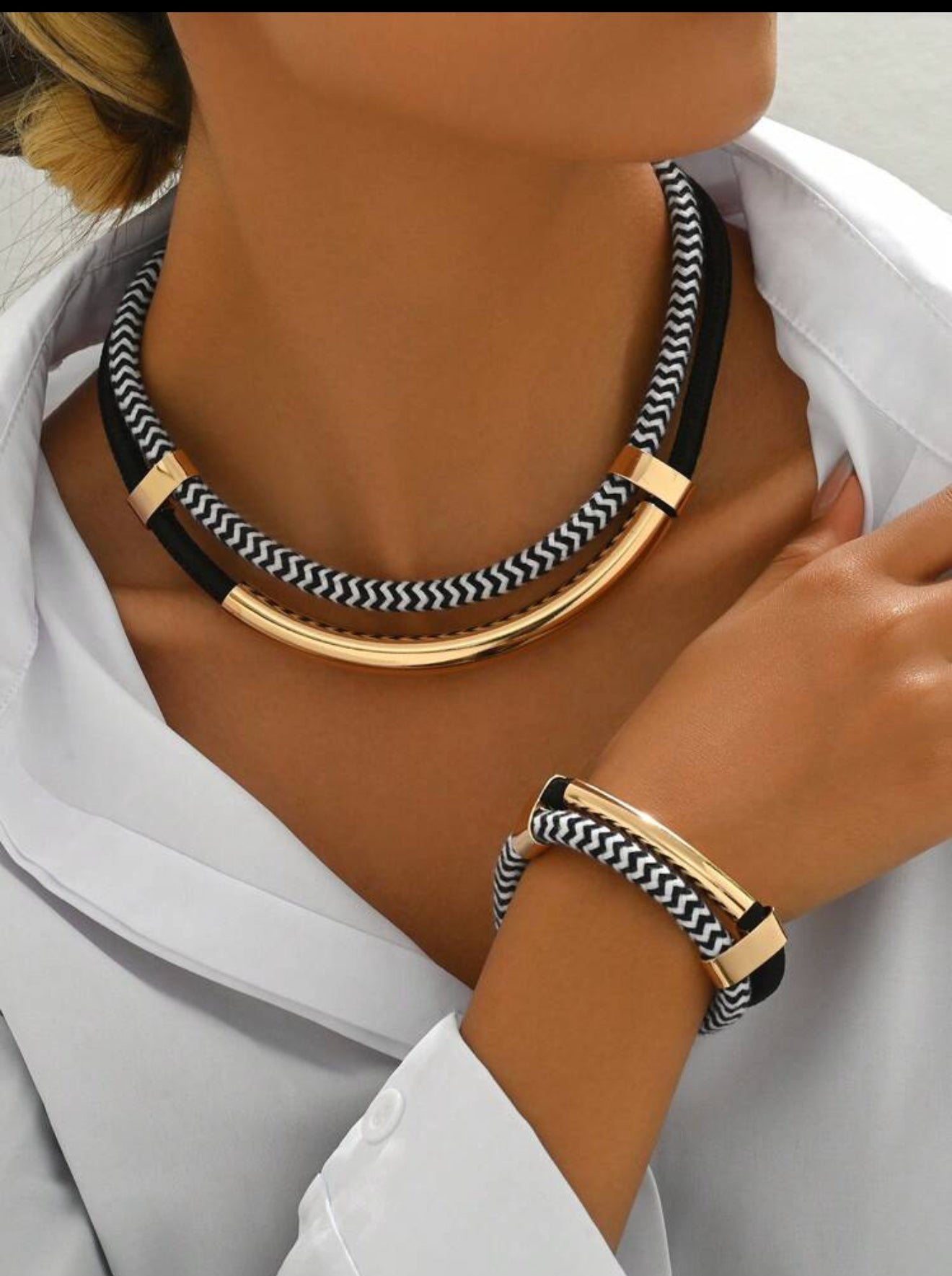 Gold and Black Necklace set