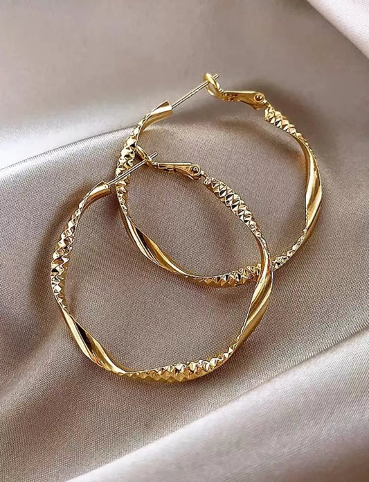 Gold Hoop Twist Earring