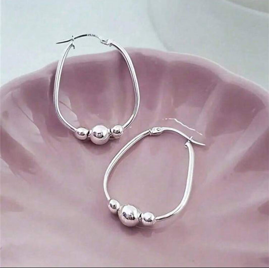 Silver beaded Earrings