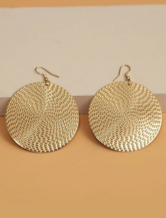 Gold Round African Design Earrings