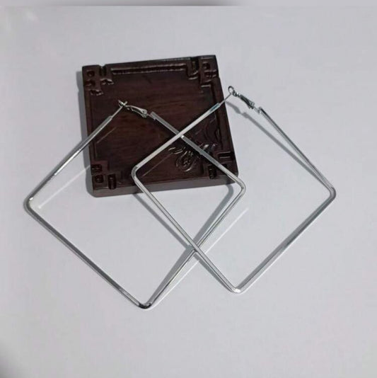 Silver Rectangle Hoop
