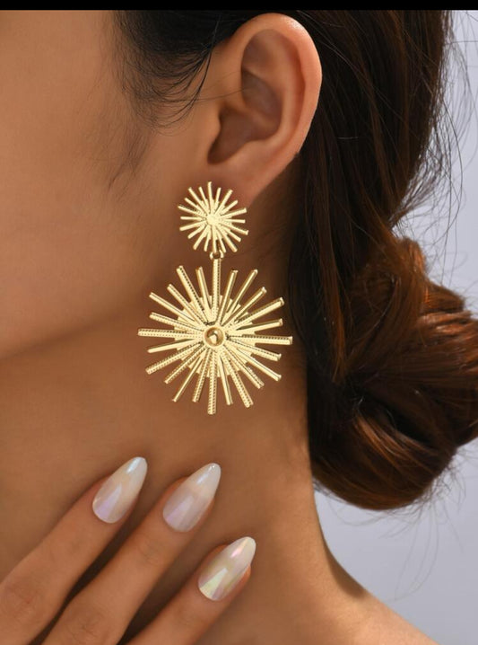 Gold 2 tier Galaxy Design Earrings