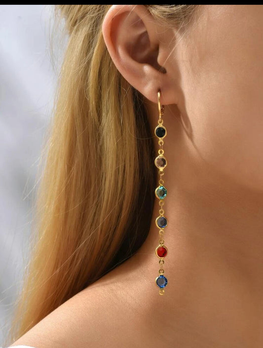 Gold Multi Color drop Earrings