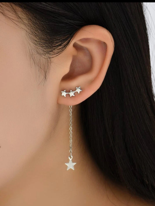 Silver Star Stud Long Drop