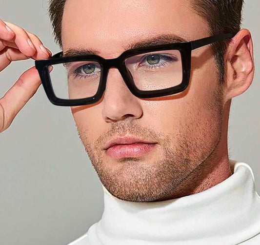 Blue Lens Male Glasses  ( Black)
