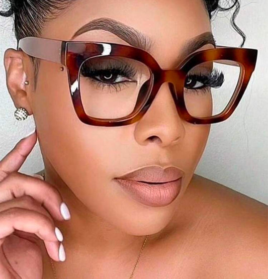 Blue Lens Glasses (Dark Brown)