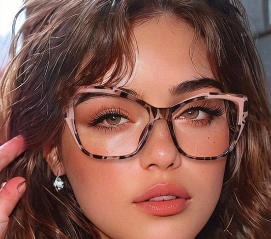 Blue Lens Glasses (Pink Print)