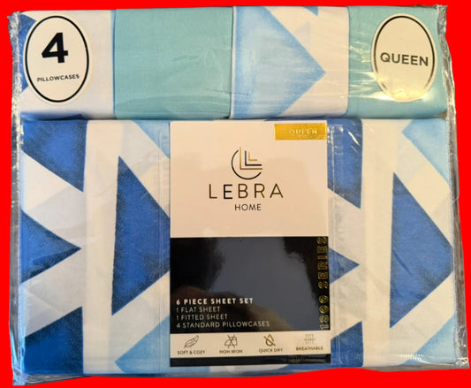 Queen Sheet Set/ Triangle Blue/white 4PCS