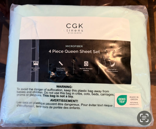 Queen Sheet Set, Mint Blue 4PCS