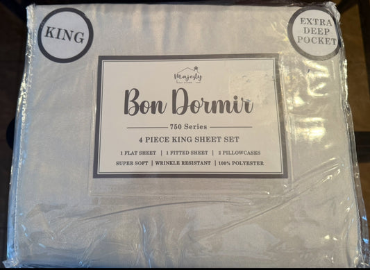 King Sheet Set - Grey, 4PCS